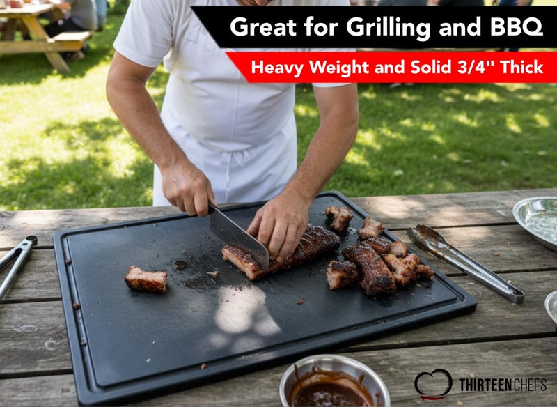 Thirteen Chefs Professional 24 x 18 Grooved Cutting Board for Grilling, BBQ, Carving and Meats - Extra Large, 3/4" Thick Commercial Grade HDPE Plastic, NSF Stamped - Image 3